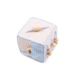 Crocheted Activity Cube, Beige, 10x10 cm