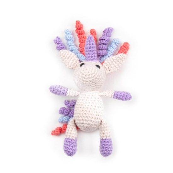 Crocheted Soft Toy - Colorful Unicorn, 14 cm