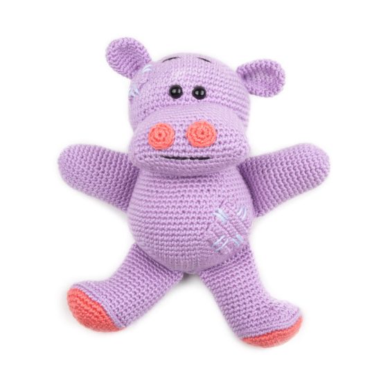 Crocheted Soft Toy - Purple Hippo, 24 cm