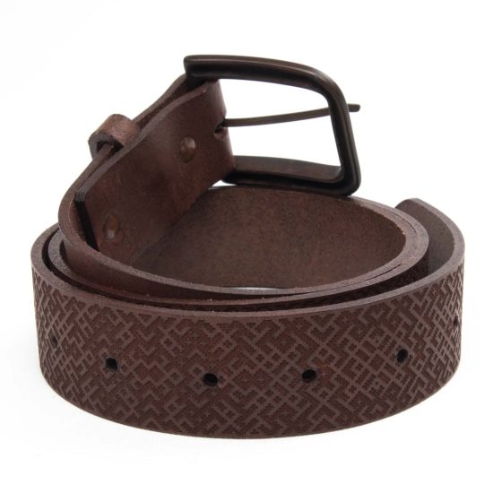 Genuine Leather Belt with Lielvardes Belt Pattern, Brown