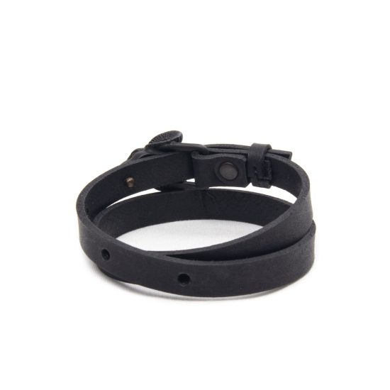 Genuine Leather Bracelet with Black Ram