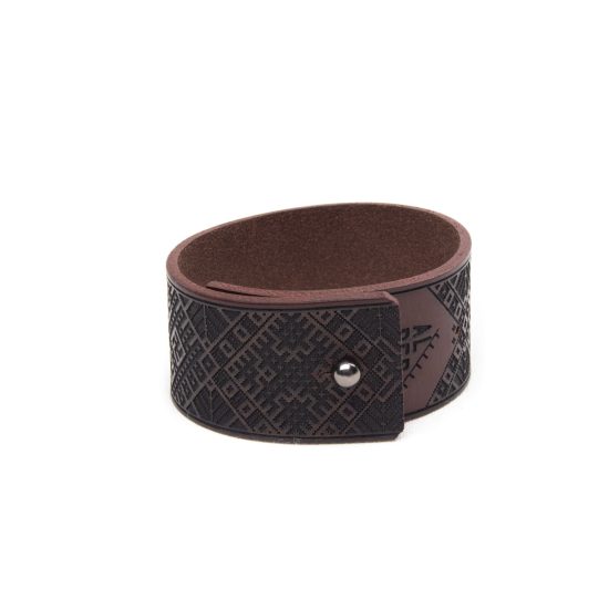 Genuine Leather Bracelet Lielvardes Belt Pattern, Brown