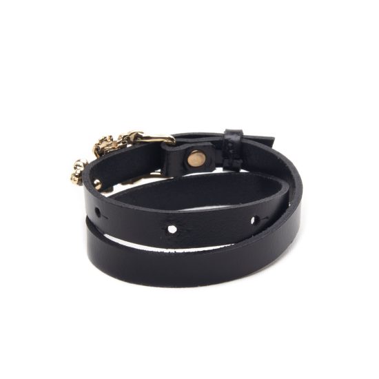 Genuine Leather Bracelet with Golden Scorpion