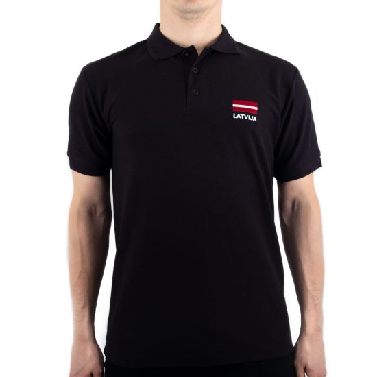Men's Polo Shirt "Latvija - National Flag", Black
