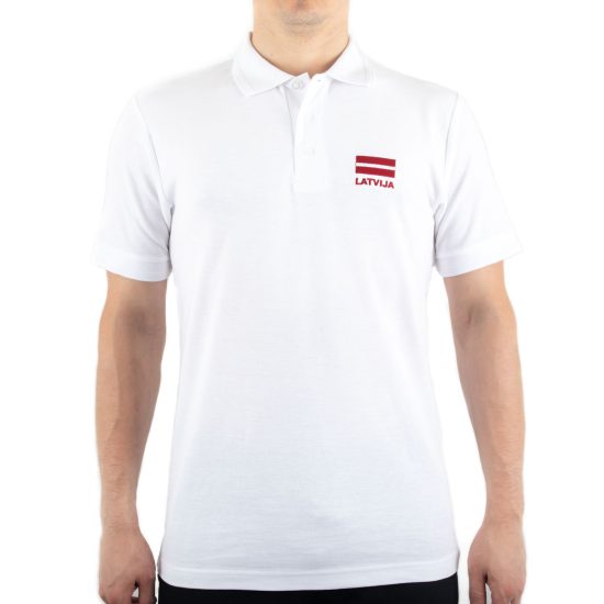 Men's Polo Shirt "Latvija - National Flag", White