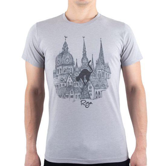 Men’s T-shirt “Riga”, Old Town, B&W Sublimation, Grey