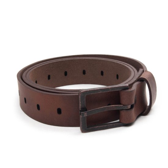 Perforated Genuine Leather Belt, Brown