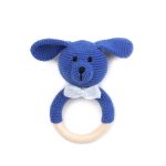 Teether / Rattle - Dark Blue Dog, Ø 7 cm