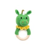 Teether / Rattle - Green Dragon, Ø 5.5 cm