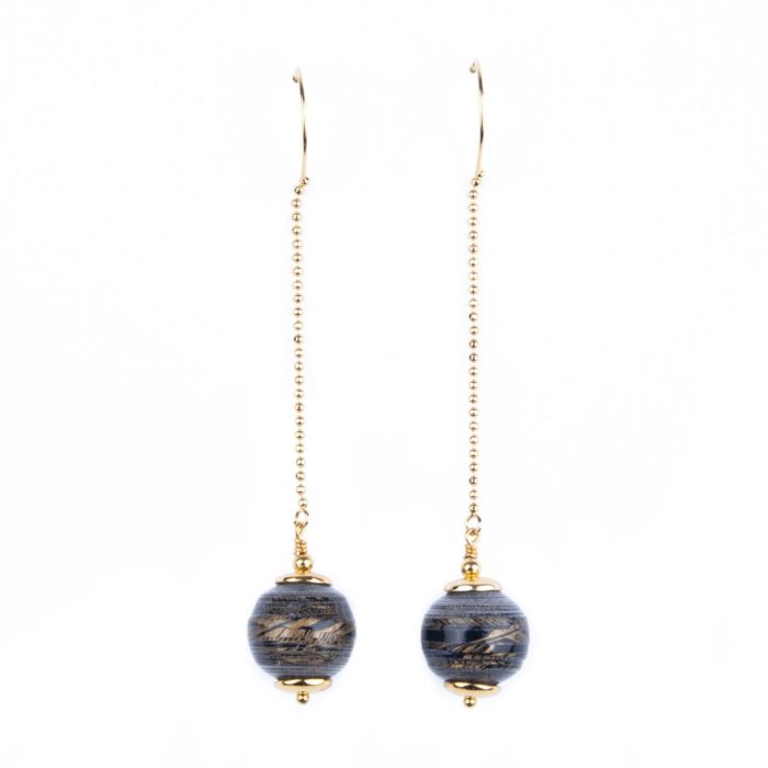 Threader paper earrings, long chain
