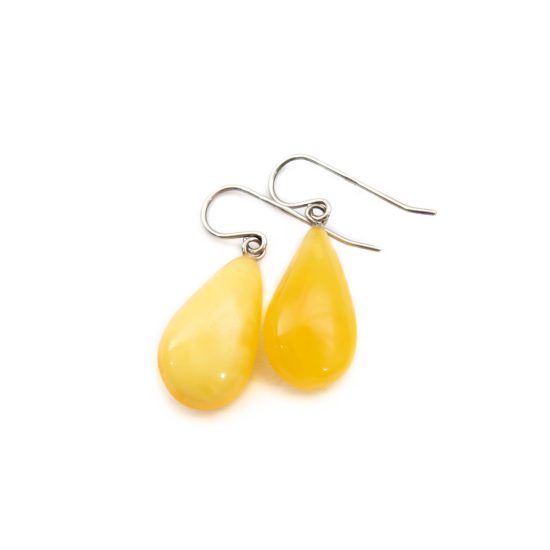 Amber Earrings with Silver Hooks
