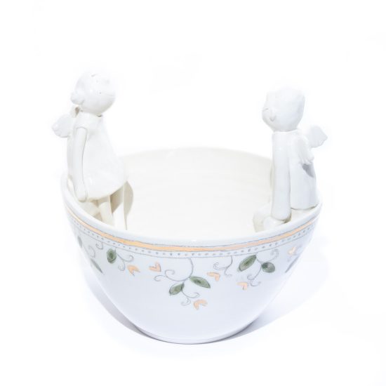 Ceramic Bowl "Angel Couple", 21 cm
