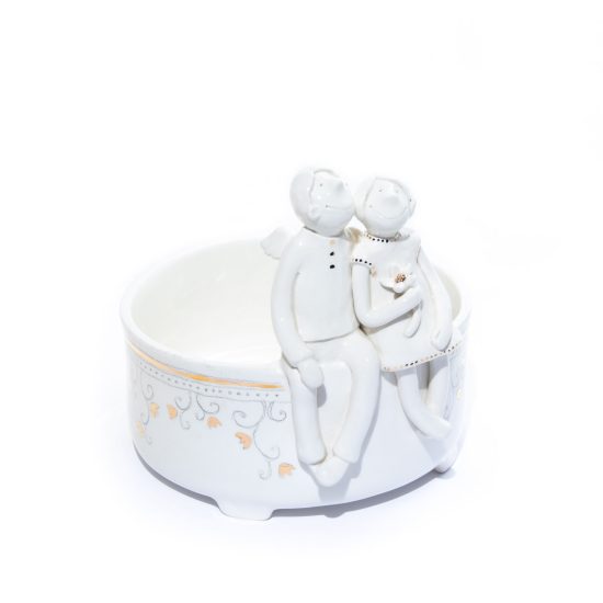 Ceramic Bowl "Angel Couple with Flower", ⌀ 20 cm