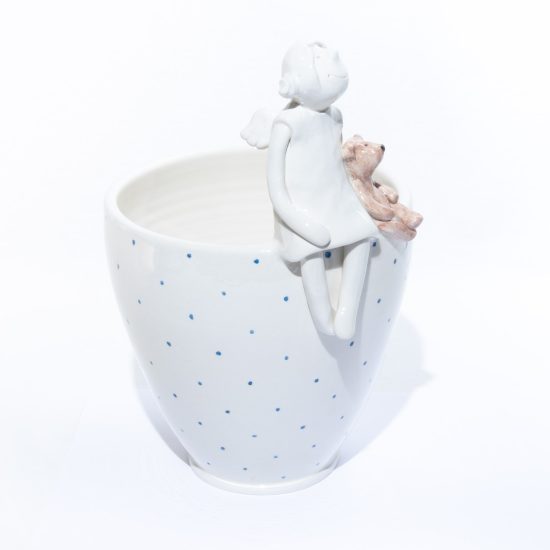 Ceramic Dish "Angel with Bear", ⌀ 15.5 cm