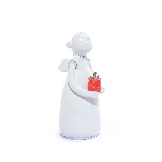 Ceramic Figure - Angel with Strawberry, 15.5 cm