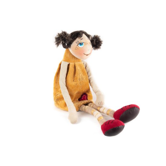 Smiling Girl with Dark Braids - Cute and Adorable Stuffed Toy, Medium