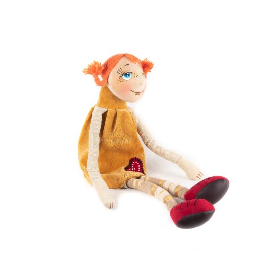 Smiling Girl with Orange Braids - Cute and Adorable Stuffed Toy, Medium