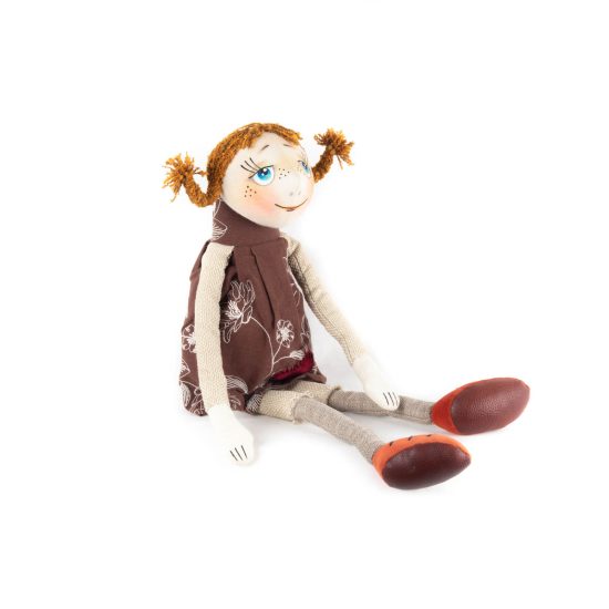 Smiling Girl with Light Brown Braids - Cute and Adorable Stuffed Toy, Medium