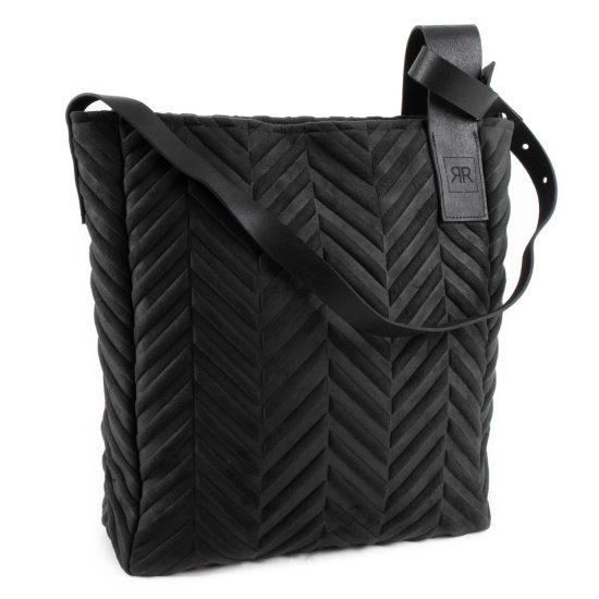 Leather and Neoprene Shoulder Bag, Black