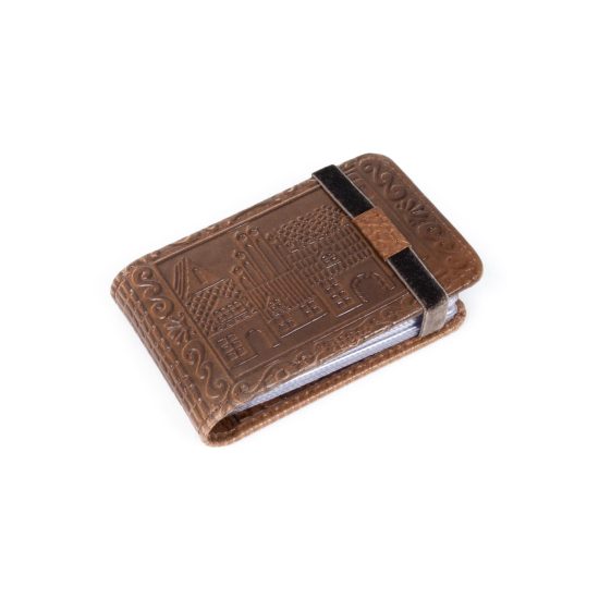 Genuine Leather Card Holder with Old Riga Motif, 7.5x11.5 cm