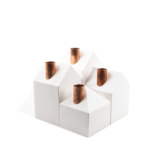House-shaped Pinewood Candle Holders, White