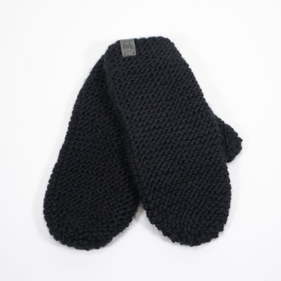 Knitted Wool Mittens, Black