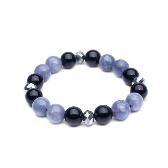Natural Stone Bracelet, Angelite and Onyx