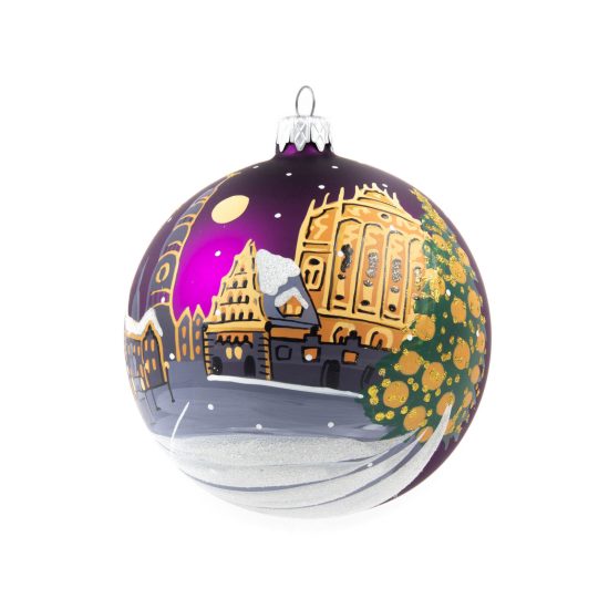 Christmas Tree Ball "Riga - Town Hall Square", Ø 10 cm, Purple