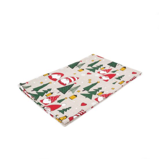 Linen Kitchen Towel with Gnomes in Forest, 47x70 cm