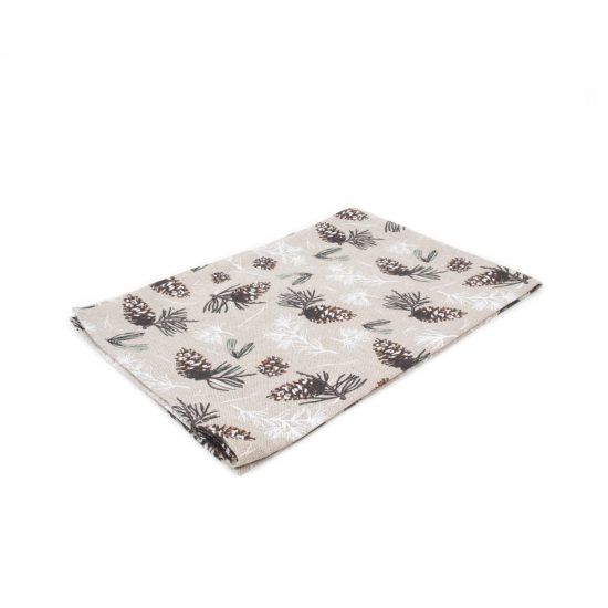 Linen Kitchen Towel with Pine Cones, 47x70 cm