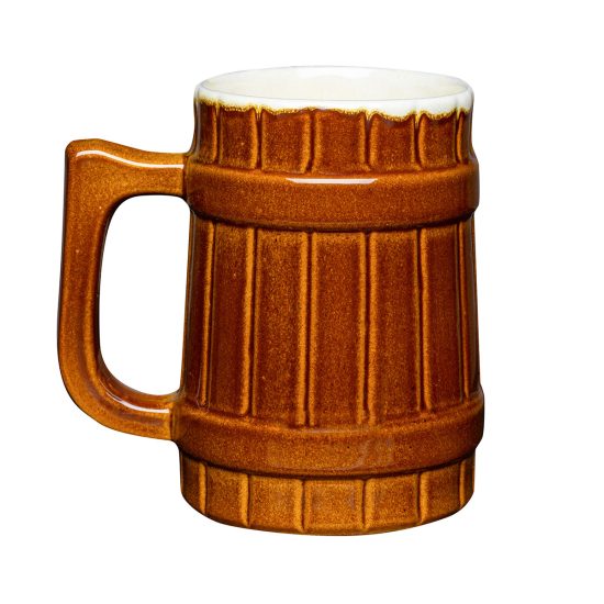 Ceramic Beer Mug - Barrel, Brown, 750 ml