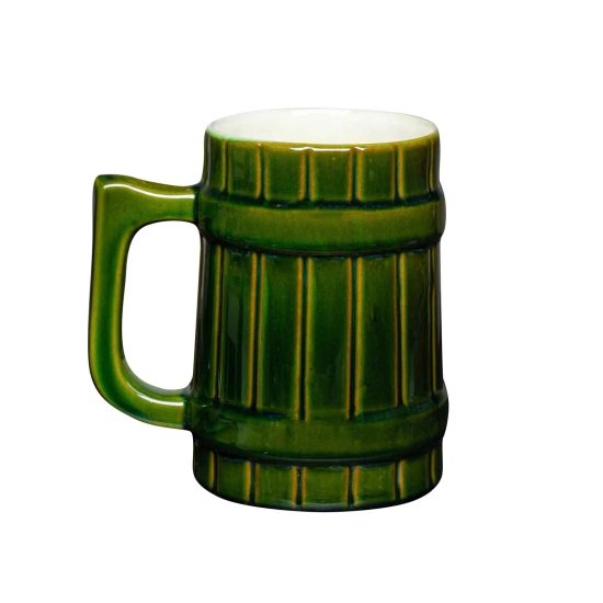 Ceramic Beer Mug - Barrel, Green, 750 ml