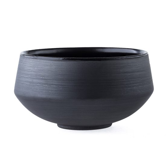 Ceramic Breakfast Bowl, Matte Black with Glossy Black Edge, 148x80 mm