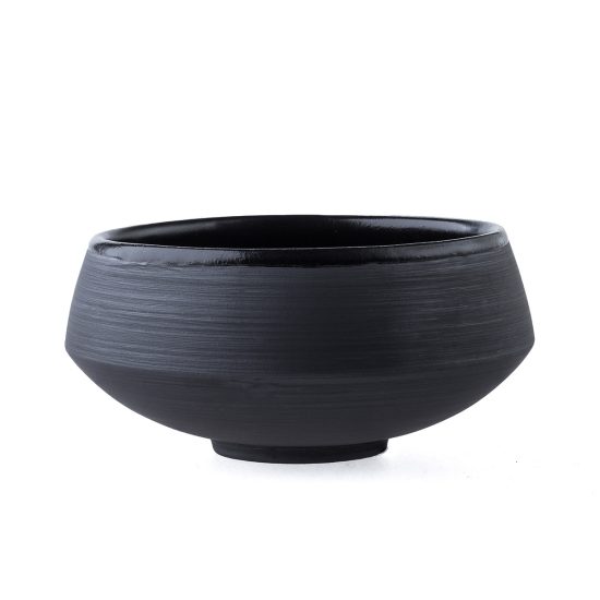 Ceramic Dessert Bowl, Matte Black with Glossy Black Edge, 122x60 mm