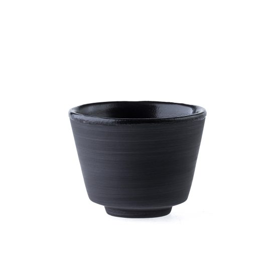 Ceramic Espresso Cup Set, Matte Black with Glossy Black Edge, 100 ml