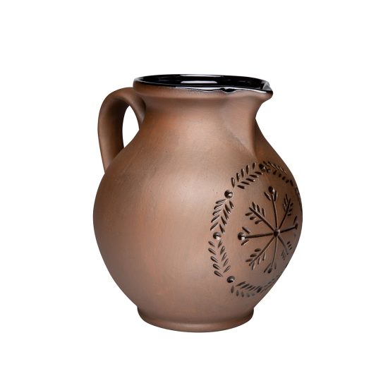 Ceramic Pitcher with Pattern, Matte Brown, 2.5 l