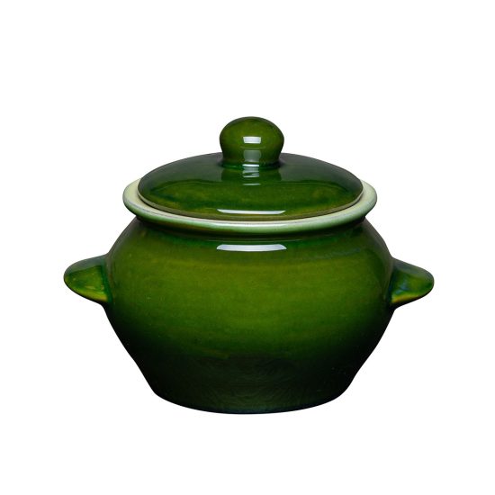 Ceramic Pot with Lid, Green, 0.3 l