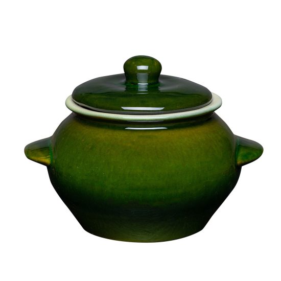 Heat Resistant Ceramic Pot with Lid, Green, 0.5 l