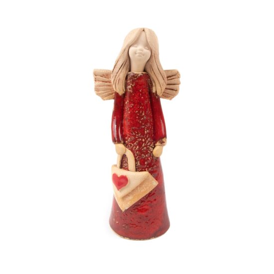 Ceramic Figure – Angel with Heart Bag, 16.5 cm