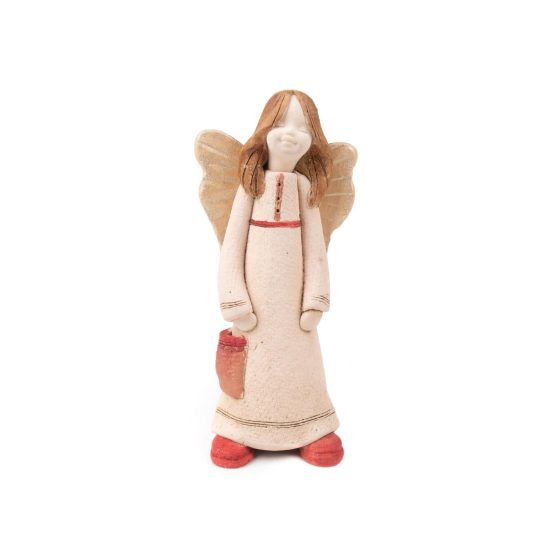 Ceramic Figure – Standing Angel with Pocket, 14.5 cm