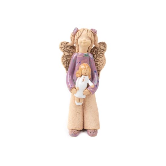 Ceramic Figure – Angel with Doll, 14 cm