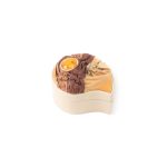 Leather Box with Amber Stone, Beige, 6x7 cm
