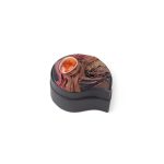 Leather Box with Amber Stone, Beige, 6x7 cm