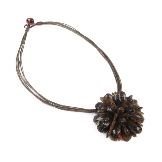 Amber Necklace - Brooch, Flower, ⌀ 7 cm