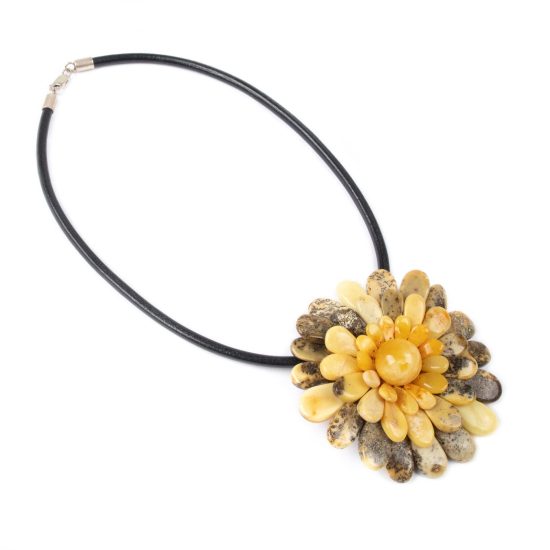 Amber Necklace - Brooch, Flower, ⌀ 8.5 cm