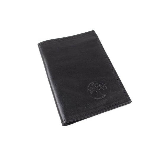 Genuine Leather Document Wallet, Black, 9x13 cm