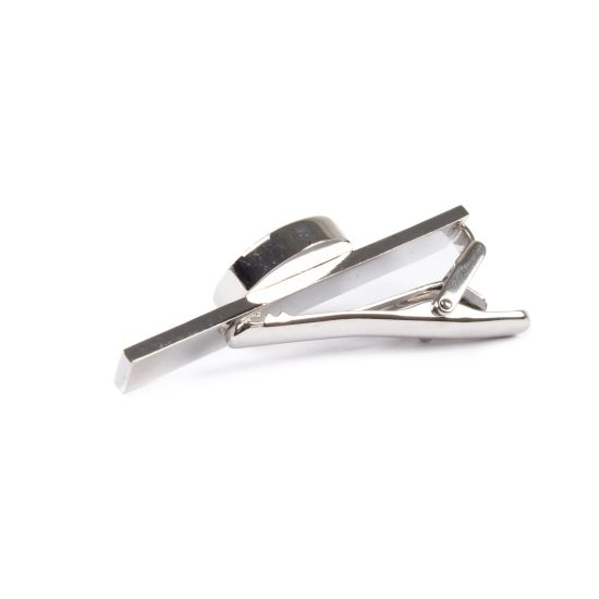 Necktie Clip with Watch Mechanism, Silver Color