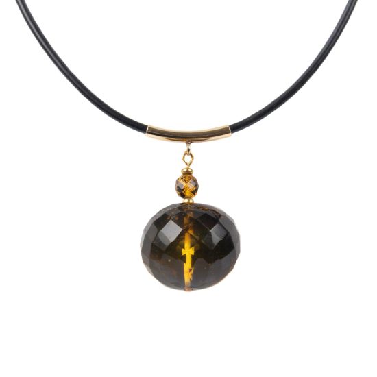 Amber Necklace with Leather String