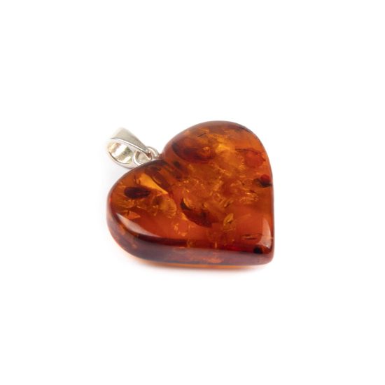 Heart-shaped Amber Pendant, 2.5x2.5 cm