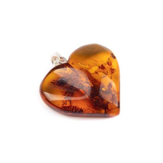 Heart-shaped Amber Pendant, 2.5x3 cm